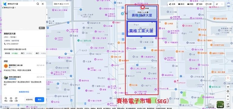 巨大電気街「賽格電子市場（SEG）」と「賽格 工業大厦」の関係